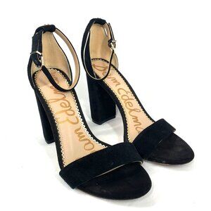 Sam Edelman Faux Suede Block Heel Open Toe High Heel Sandals Black Size 7.5